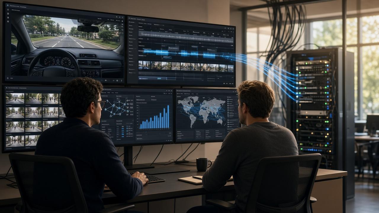 Licensed real-world video delivered digitally to a model training lab