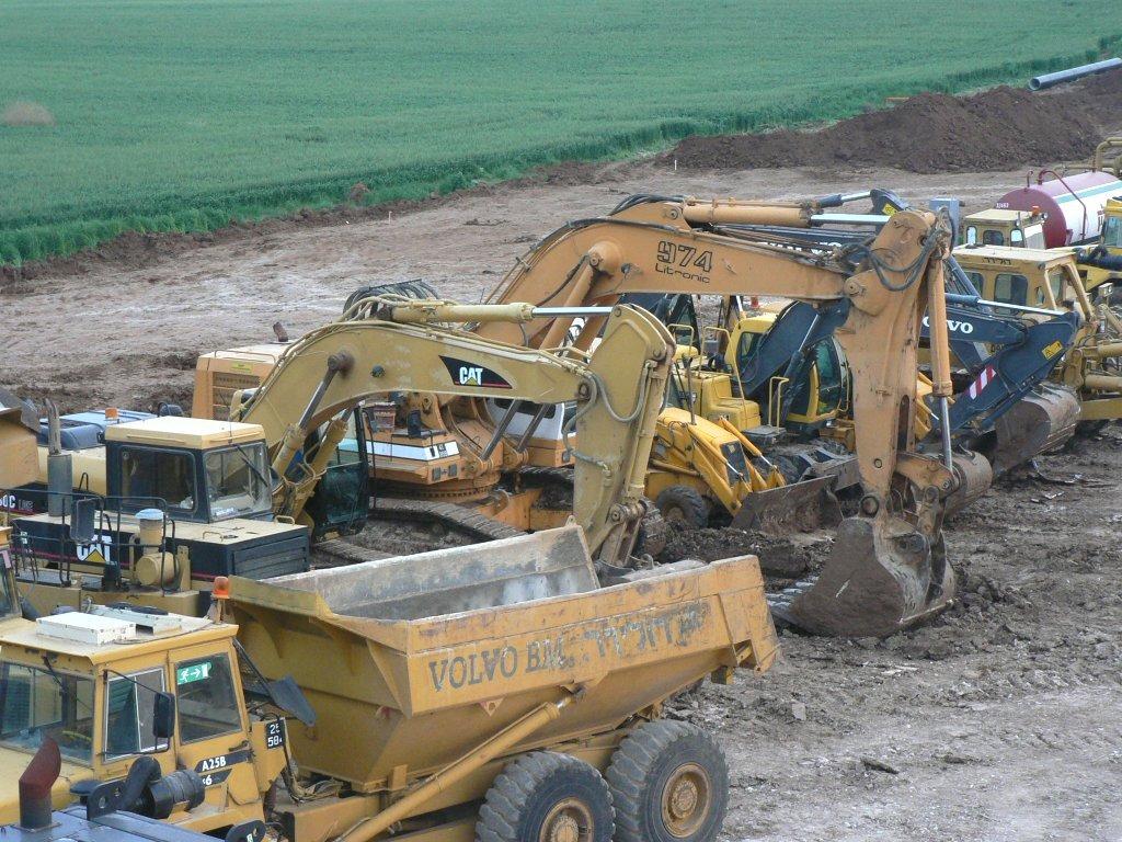 Heavy construction machinery on an active worksite